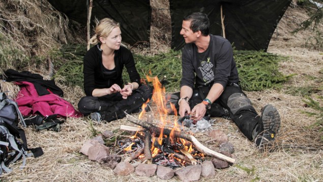 RUNNING WILD WITH BEAR GRYLLS -- "Kate Hudson" Episode 203 -- Pictured: (l-r) Kate Hudson, Bear Grylls -- (Photo by: Mark Challender/NBC)