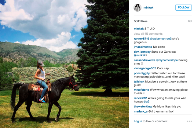 Ms. Kelly went horseback riding. (Photo: Instagram/Minka Kelly)
