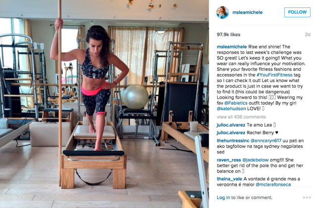 Lea Michele used the Pilates reformer. (Photo: Instagram/Lea Michele)