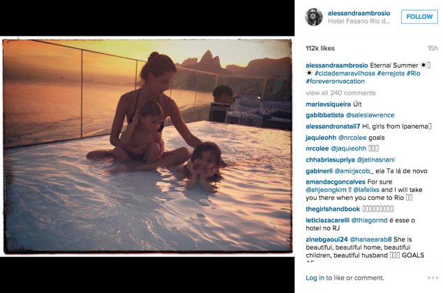 Ms. Ambrosio took a dip with her kids. (Photo: Instagram/Alessandra Ambrosio)