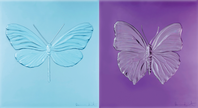 Lalique + Damien Hirst, Eternal Collection Love in violet, $19,000; Hope in light blue, $19,000 (Photos: Photographed by Prudence Cuming Associates © Damien Hirst and Lalique, 2015)