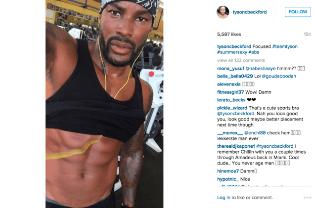 Mr. Beckford did an ab workout. (Photo: Instagram/Tyson Beckford)