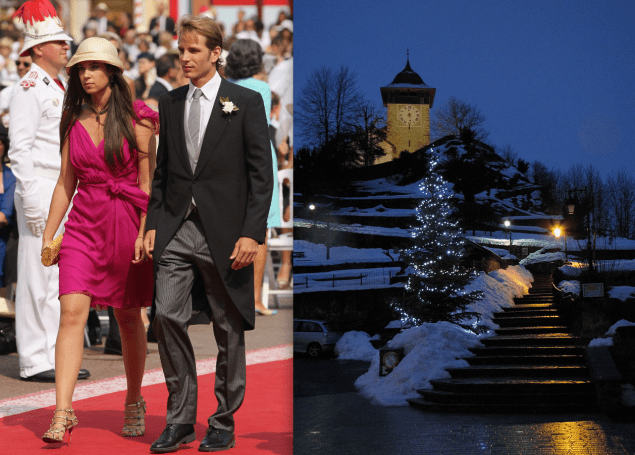 The couple had a religious ceremony in Gstaad, Switzerland. (Photos: Getty Images (left), Wikimedia Commons (right))