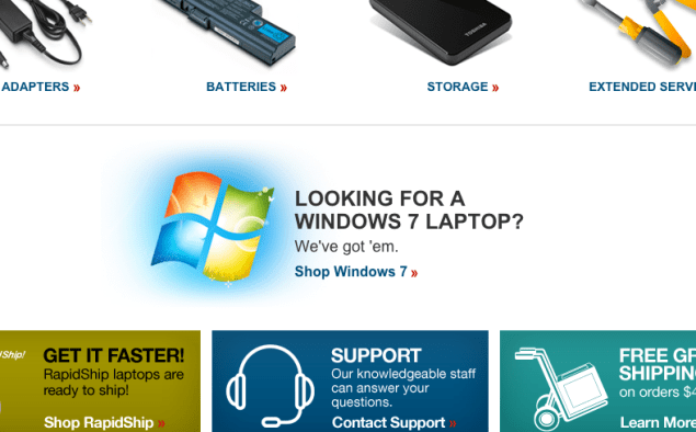From Toshiba's front page on Monday. (Image: screenshot)