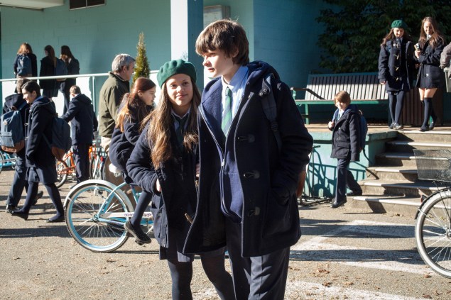 WAYWARD PINES: Ben (Charlie Tahan, R) and Amy (guest star Sarah Jeffery, L) in the "Betrayal" episode of WAYWARD PINES airing Thursday, July 2 (9:00-10:00 PM ET/PT) on FOX. ©2015 Fox Broadcasting Co. Cr: Liane Hentscher/FOX