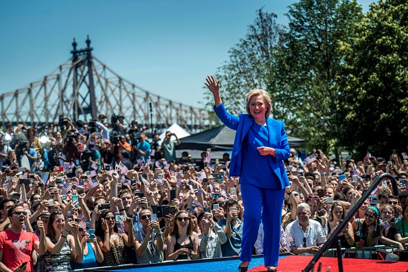 NEW YORK, NEW YORK - JUNE 13: Former Secretary of State Hillary Clinton launches her campaign officially at a rally at Four Freedoms Park on Roosevelt Island, New York City, Saturday, June 13, 2015. (Photo by Melina Mara/The Washington Post via Getty Images)