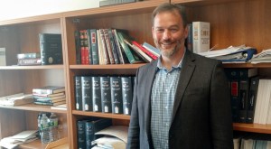 Prof. Brett Frischmann, in his Cardozo Law School office. (Photo: Brady Dale for Observer)