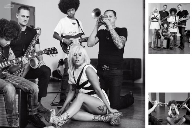 Lady Gaga in American Apparel and Vetements shoes. (Photo: CR Fashion Book/Bruce Weber)