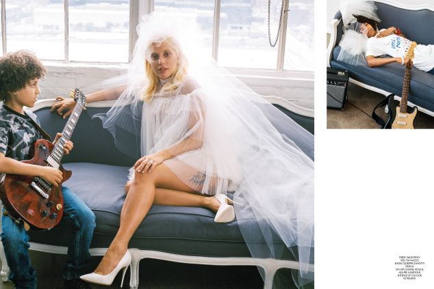Lady Gaga in her white wedding look for CR Fashion Book. (Photo: CR Fashion Book/Bruce Weber)