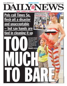 A Daily News front page attacking the topless entertainers. (Photo: Daily News via Getty Images)