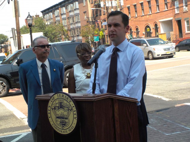 Mayor Fulop at the corner of Jersey Ave and Columbus Drive.