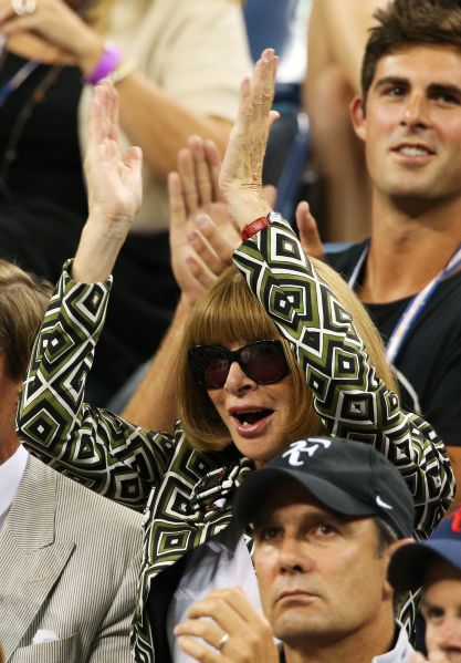 Anna Wintour cheering on day 10 of the 2010 U.S. Open. (Photo: Clive Brunskill/Getty Images)