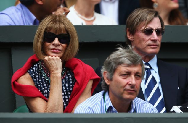 Anna Wintour on Day 13 of Wimbledon 2015. (Photo: Clive Brunskill/Getty Images)
