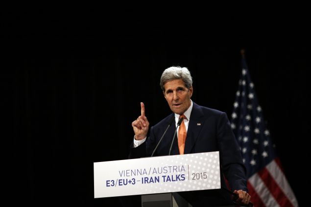 Secretary of State John Kerry speaks during a press conference of Iran nuclear talks at Austria International Centre in Vienna, Austria. (Photo: CARLOS BARRIA/AFP/Getty Images)