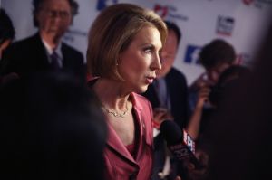 Republican presidential candidate Carly Fiorina fields questions from the press following a presidential forum hosted by FOX News and Facebook at the Quicken Loans Arena August 6, 2015 in Cleveland, OH. (Scott Olson/Getty Images)