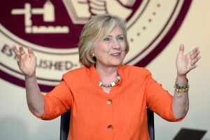 Why is this woman smiling?(Photo by Kevork Djansezian/Getty Images)