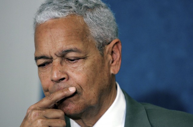 Caption:WASHINGTON - AUGUST 31: NAACP National Board of Directors Chairman Julian Bond speaks during a news briefing at the National Press Club August 31, 2006 in Washington DC. The Internal Revenue Service cleared the NAACP?s tax-exempt status in the wake of an investigation of speech by Bond criticizing U.S. President George W. Bush called the tax status of the organization into question. (Photo by Mark Wilson/Getty Images)