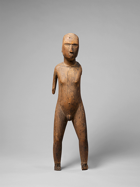 A Male Figure (Tiki), (18th–early 19th century), from Mangareva, Gambier Islands, French Polynesia. The work was also part of the original Rockefeller collection. (Photo: The Met)