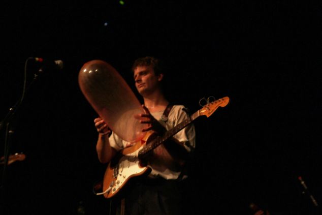 Mac Demarco is not impressed with the crowd's condom balloons. (Justin Joffe for Observer)