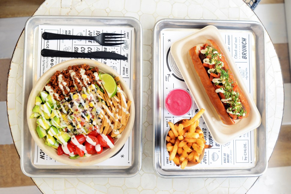 Quinoa Taco Salad, Pesto Meatball, Air Baked French Fries (Photo: by CHLOE). 