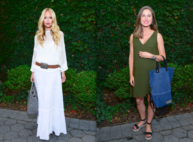Ms. Zoe sported an all-white boho look, while Ms. Lauren opted for a green dress that matched her natural surroundings. (Photos: Patrick McMullan)