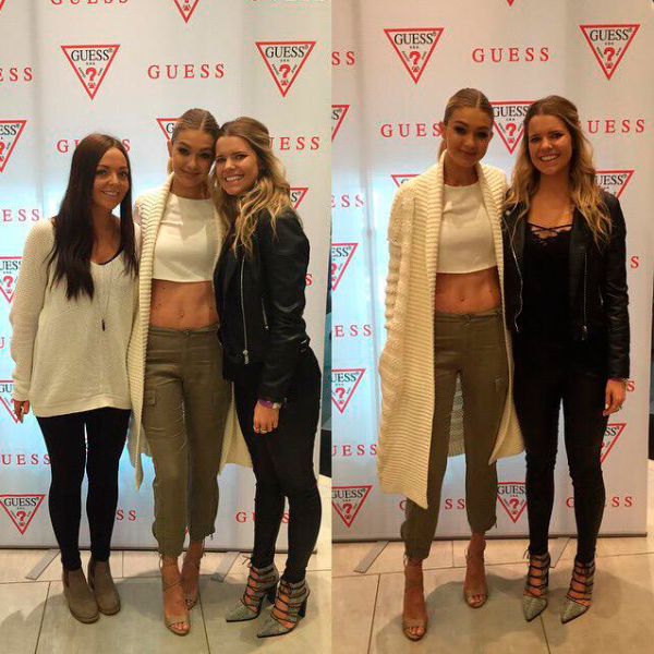 Ms. Hadid with fans at Guess' Bondi Junction store. (Photo: Twitter/@GigiHadidsNews)
