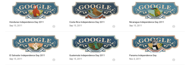 Central American Google Doodles from 2011. (Image: Screenshot)