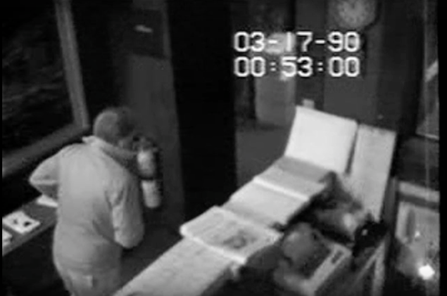 New footage released by the FBI on Thursday shows a man entering the museum at 1:00 a.m. through the same side door used by the thieves. (Photo: Video Still via YouTube, Courtesy FBI)