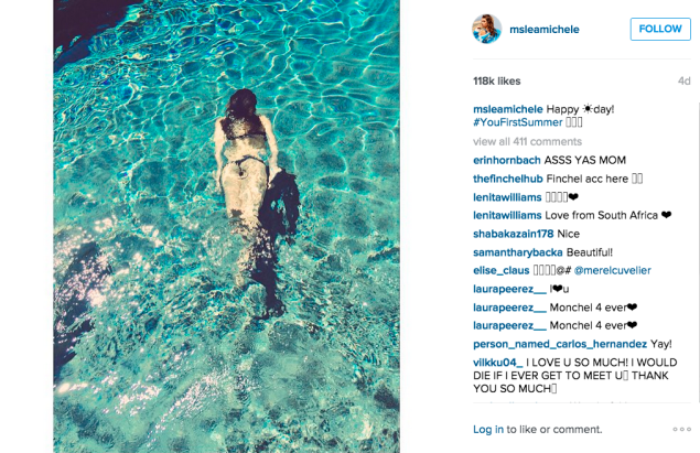 Lea Michele went for a swim. (Photo: Instagram/Lea Michele)