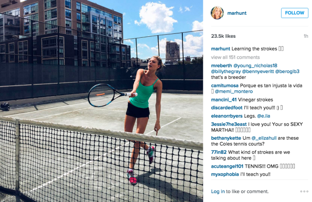 Martha Hunt played tennis. (Photo: Instagram/Martha Hunt)