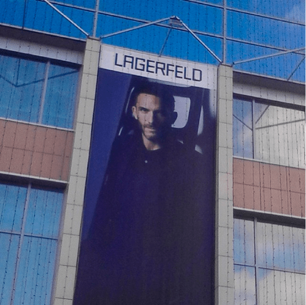Sebastien Jondeau snapped this photo of his own face on a huge Russian Lagerfeld ad. Photo: Instagram/Sebastien Jondeau)
