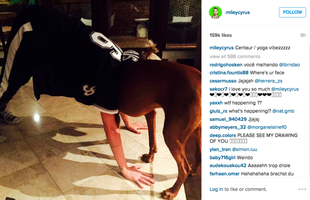 Ms. Cyrus channelled her "yoga vibes." (Photo: Instagram/Miley Cyrus)
