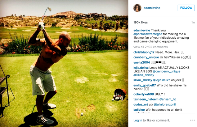 Adam Levine hit the golf course. (Photo: Instagram/Adam Levine)