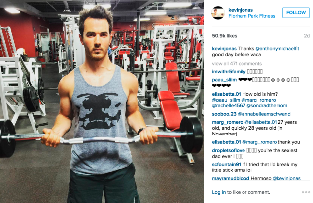 Kevin Jonas hit the gym. (Photo: Instagram/Kevin Jonas)