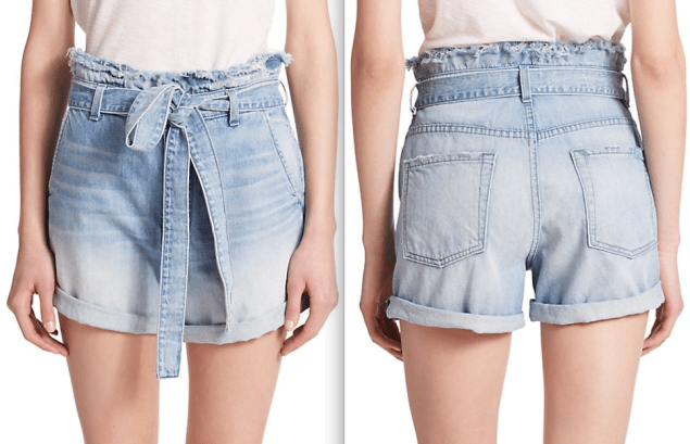 7 For All Mankind Paperbag-Waist Denim Shorts, $178