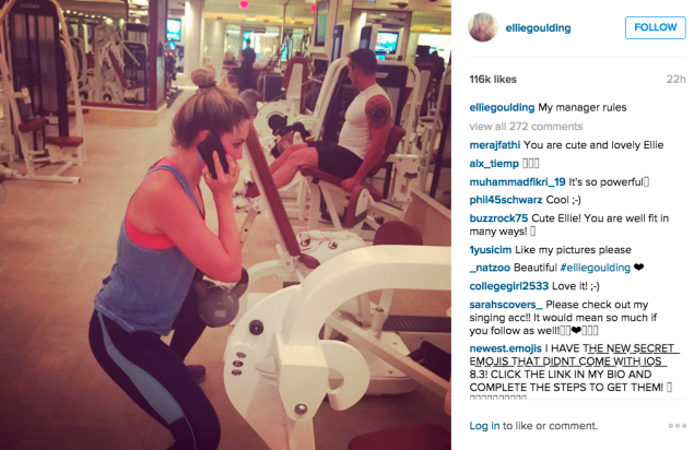 Ellie Goulding did kettlebell exercises. (Photo: Instagram/Ellie Goulding)