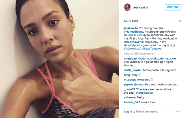 Jessica Alba post-workout. (Photo: Instagram/Jessica Alba)
