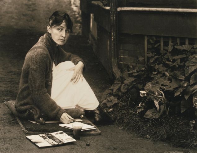 An early portrait of Georgia O'Keeffee by Alfred Stieglitz, featured in Sotheby's October 7 Photographs sale. Est. $100,000-$200,000. 