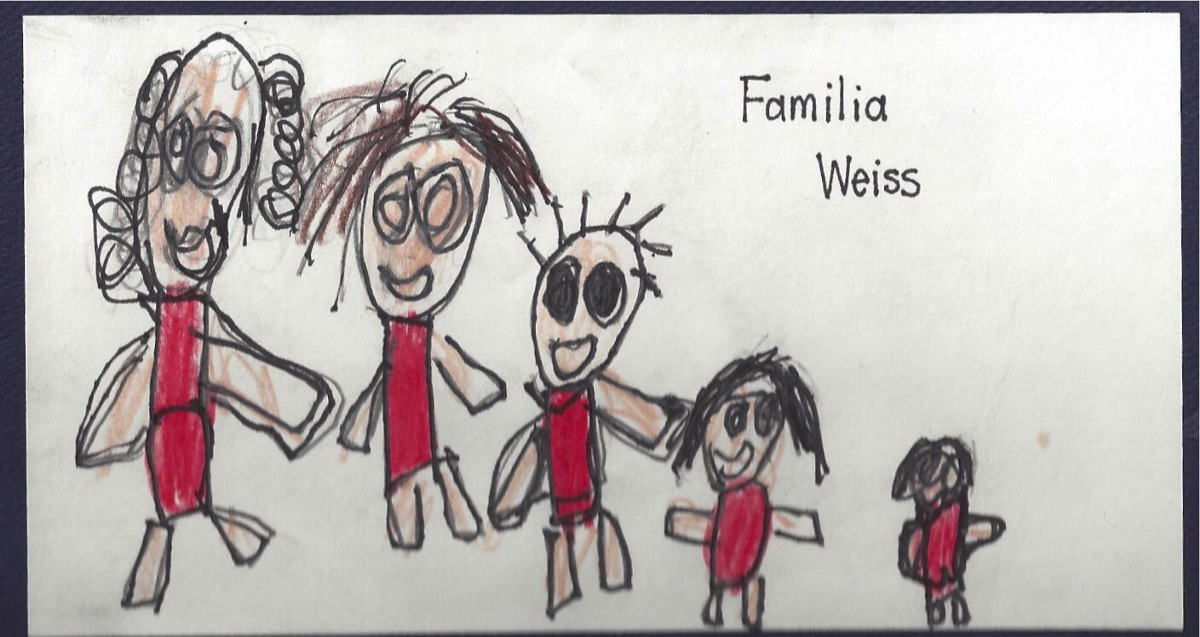 My oldest son drew this picture of our family when he was five years old.