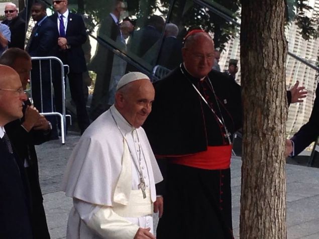 Pope Francis at the World Trade Center today (Photo: Will Bredderman).