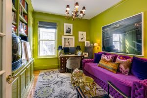 A jewel-toned den. (Stribling)