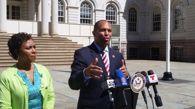 Congressman Hakeem Jeffries with Congresswoman Yvette Clarke. (Photo: Ross Barkan for Observer)