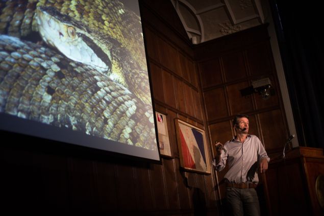 ‘Biomedical Indiana Jones’ Zoltan Takacs shares snake tales at The Explorers Club. (Photo: Aaron Adler for Observer)