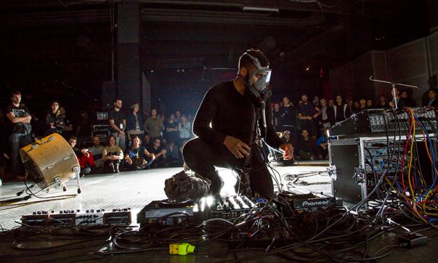 Kevin Beasley, BEATEN-FACE/TOMS/ARMS, TIES, & LEG/FLOOR/BODY/BASS, 2014. Photo by Jean Vong. (Photo: Courtesy the artist and Casey Kaplan, New York)