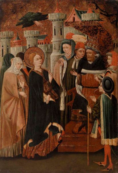 Blasco de Grañén (Spanish, Aragonese, active 1422–1459). Saint Catherine of Siena before Pope Gregory XI (detail), 1422–1459. Image © 2015 The Barnes Foundation