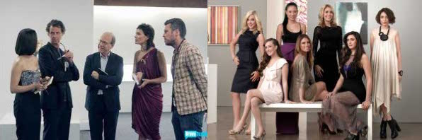 Left: Judging the TV hopefuls of Bravo's Work of Art in 2011 are, left to right, China Chow, Jon Kessler, Jerry Saltz, Jeanne Greenberg Rohatyn, Bill Powers. Right: 
