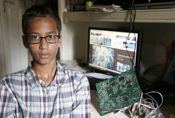 Ahmed Mohamed was arrested on Monday for bringing a homemade clock to school that his teacher thought was a bomb. (Photo: Twitter)