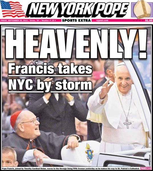 New York City is going crazy for Pope Francis- and the New York Pope is here to cover it all. (Photo: Twitter)