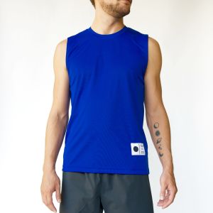 Moon & Son's astronaut blue sleeveless t-shirt. (Photo courtesy)