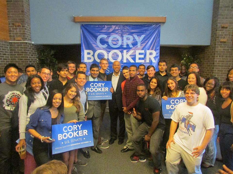 Edward Romano, front right, with U.S. Senator Cory Booker (D-NJ) and Rutgers Democrats.